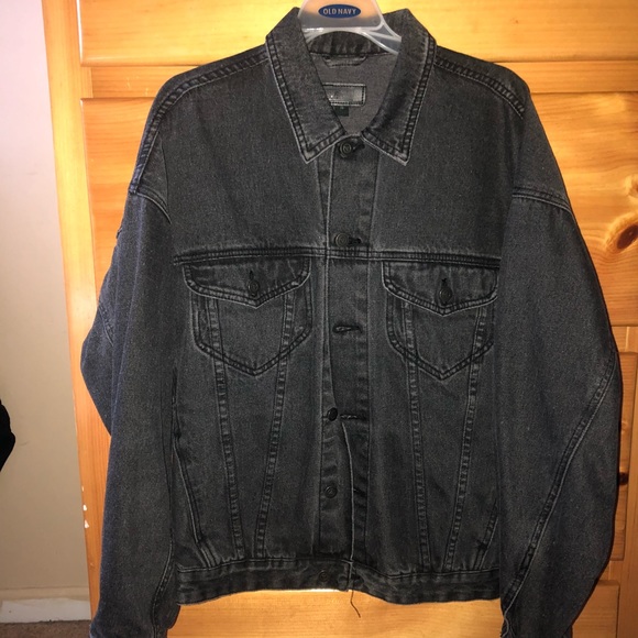 washed black oversized denim jacket